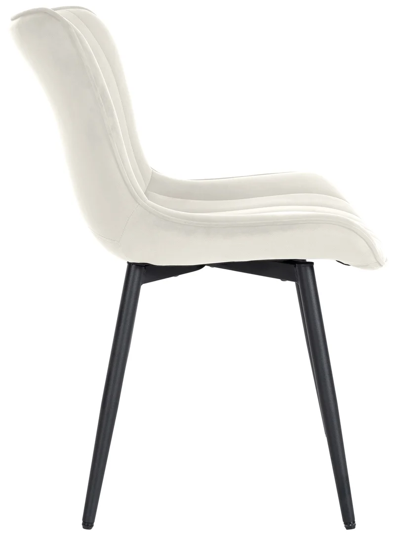 Lot de 2 chaises de salle à manger coutures décoratives verticales avec pieds en métal noir assise en PVC crème 10_0001734