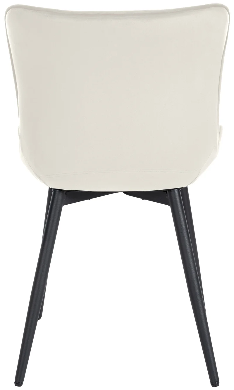 Lot de 2 chaises de salle à manger coutures décoratives verticales avec pieds en métal noir assise en PVC crème 10_0001734