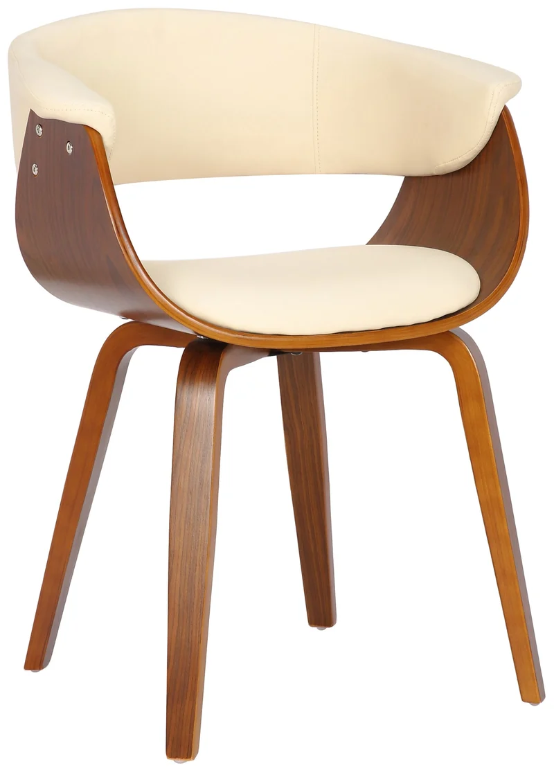 Lot de 2 chaises de la salle à manger design retro en structure en bois et assise en PVC crème 10_0001685