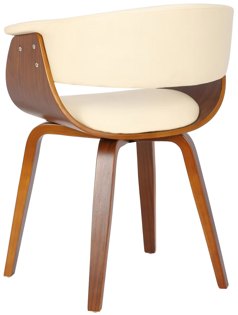 Lot de 2 chaises de la salle à manger design retro en structure en bois et assise en PVC crème 10_0001685