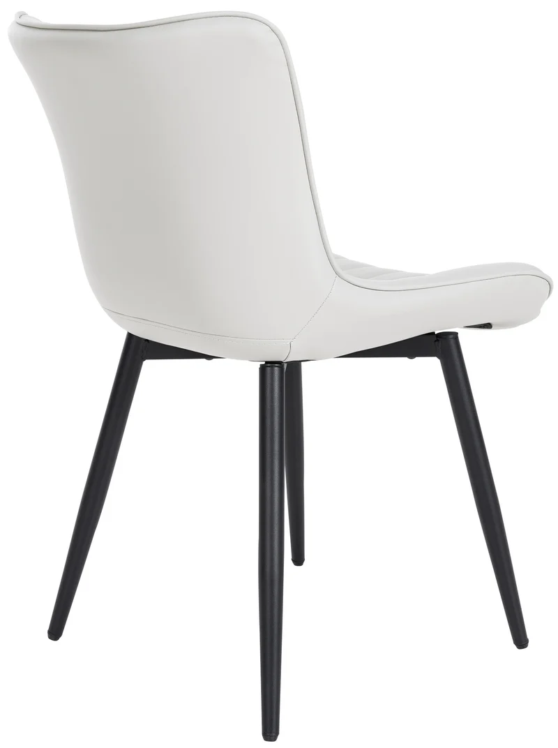 Lot de 2 chaises de salle à manger coutures décoratives verticales avec pieds en métal noir assise en PVC blanc 10_0001733