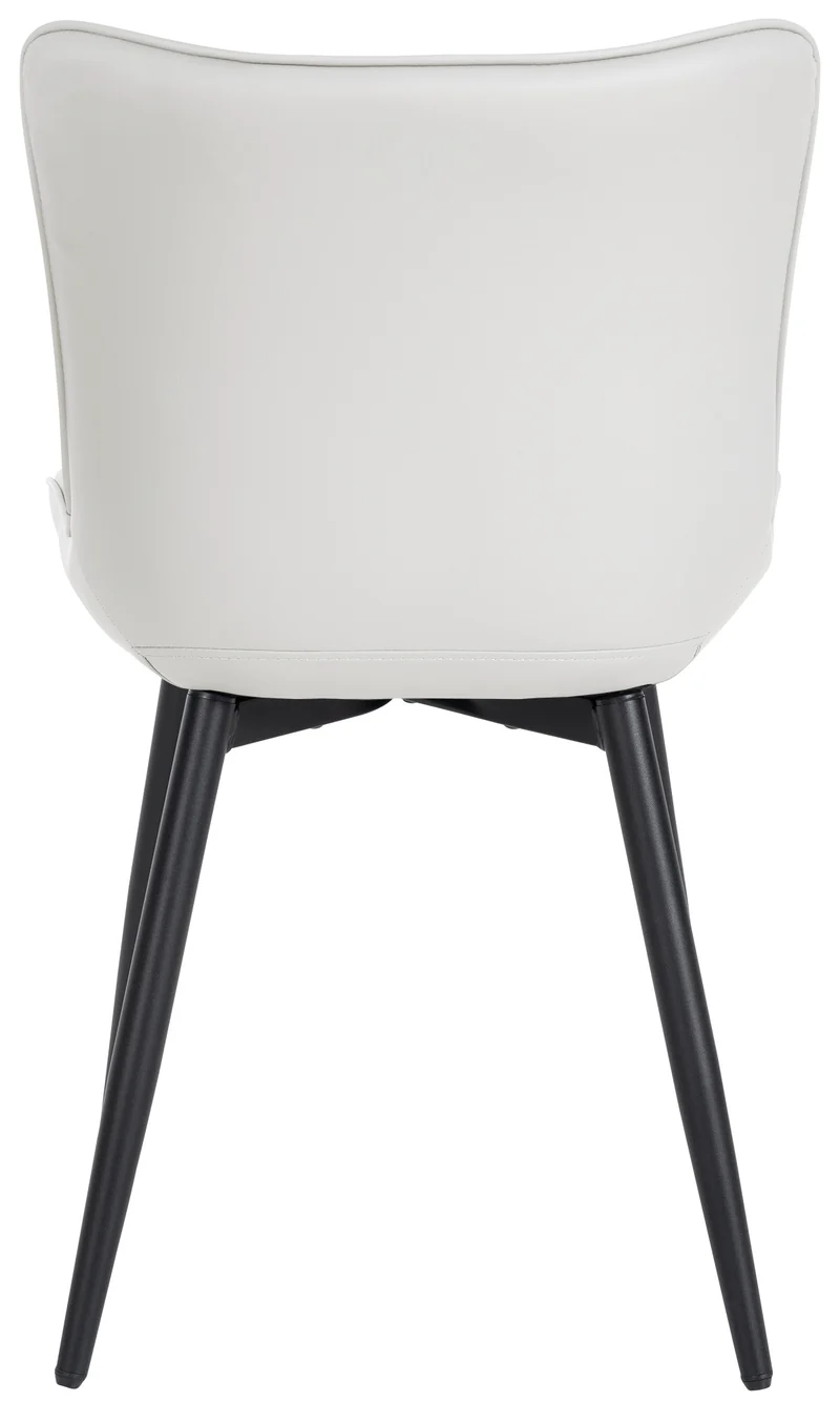 Lot de 2 chaises de salle à manger coutures décoratives verticales avec pieds en métal noir assise en PVC blanc 10_0001733