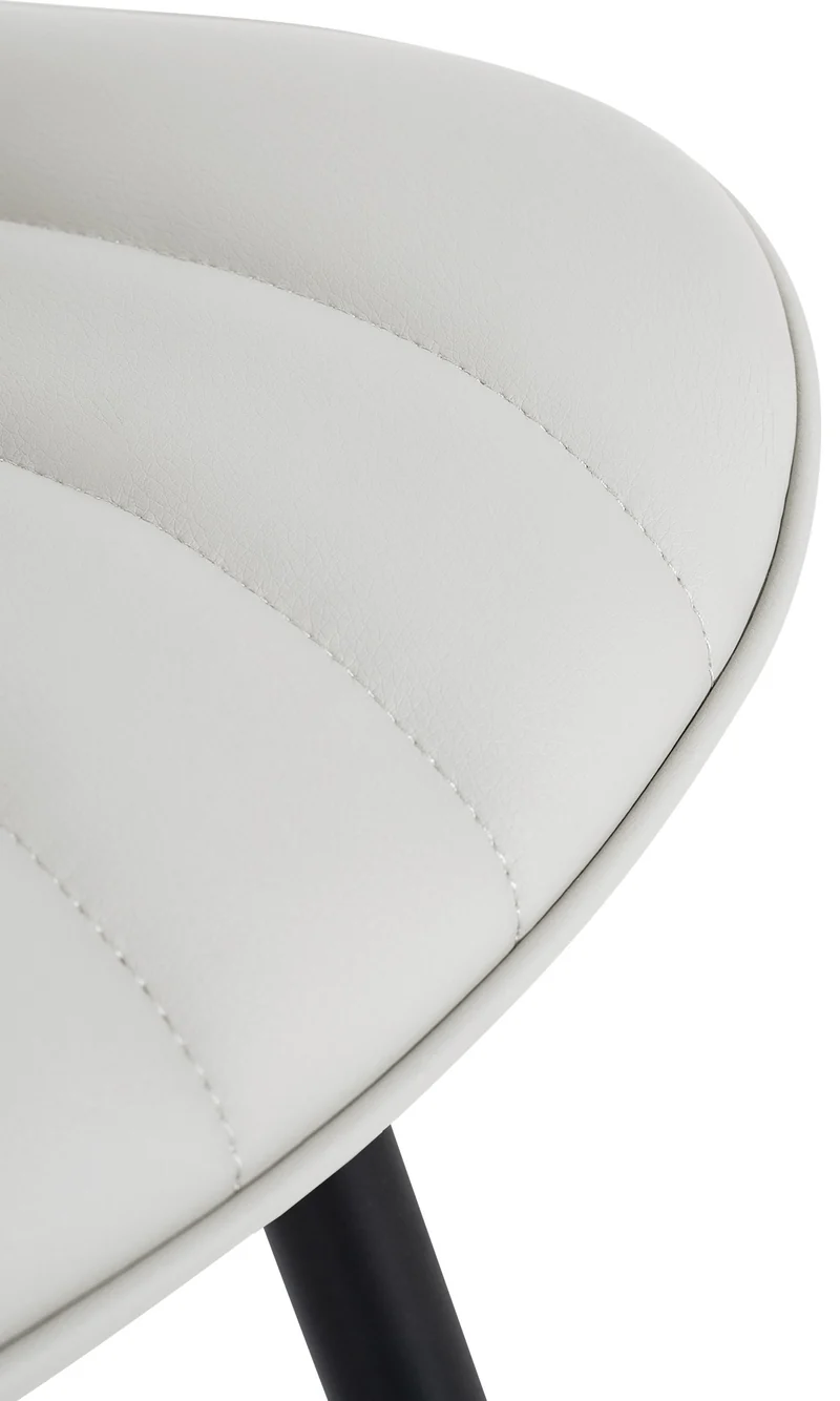 Lot de 2 chaises de salle à manger coutures décoratives verticales avec pieds en métal noir assise en PVC blanc 10_0001733