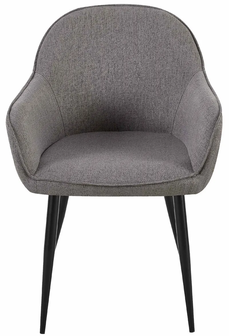 Set de 2 chaises de salle à manger avec accoudoirs design moderne et confortable en tissu gris foncé et pieds en bois noir 10_0001602