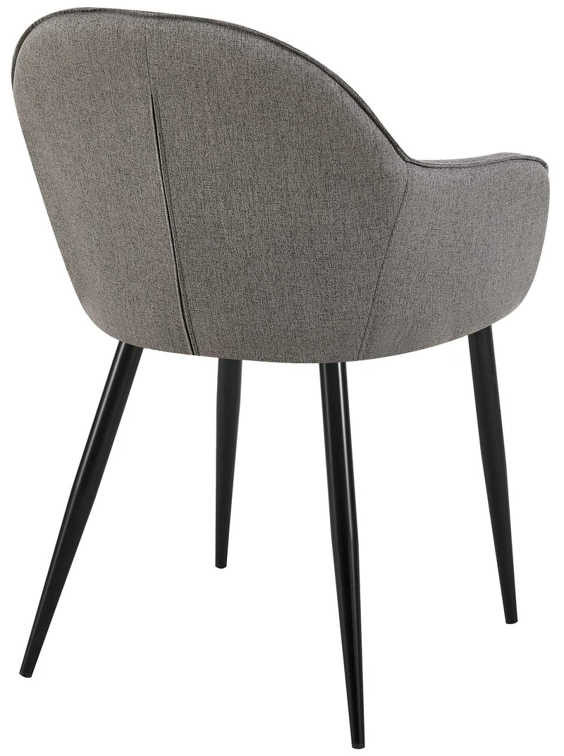 Set de 2 chaises de salle à manger avec accoudoirs design moderne et confortable en tissu gris foncé et pieds en bois noir 10_0001602