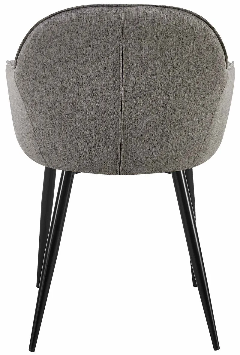 Set de 2 chaises de salle à manger avec accoudoirs design moderne et confortable en tissu gris foncé et pieds en bois noir 10_0001602