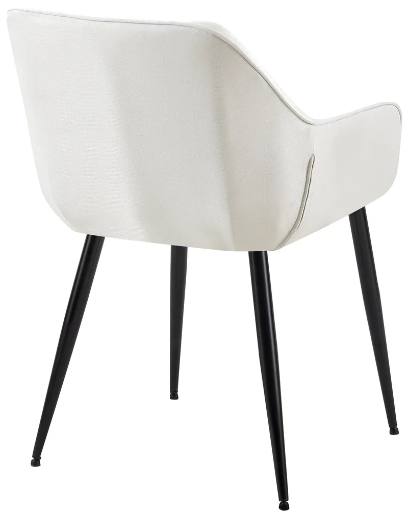 Set de 2 chaises de salle à manger avec accoudoirs design moderne et confortable en tissu crème et pieds en bois noir 10_0001585
