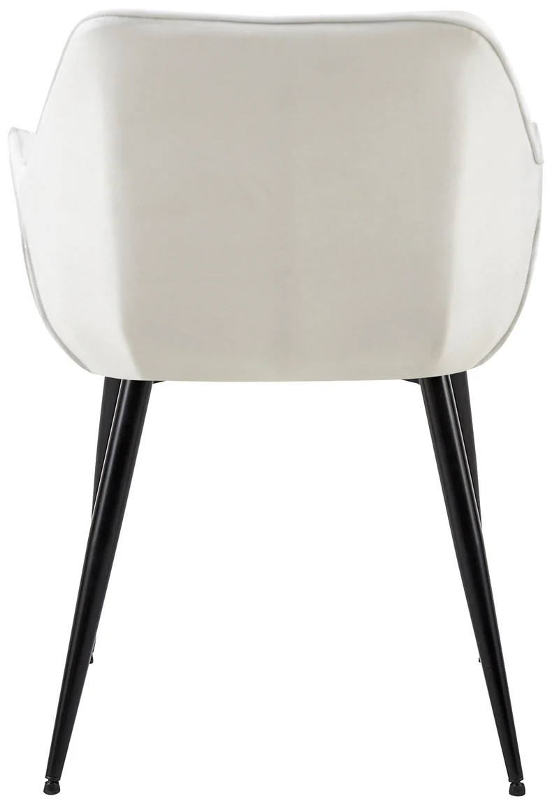 Set de 2 chaises de salle à manger avec accoudoirs design moderne et confortable en tissu crème et pieds en bois noir 10_0001585