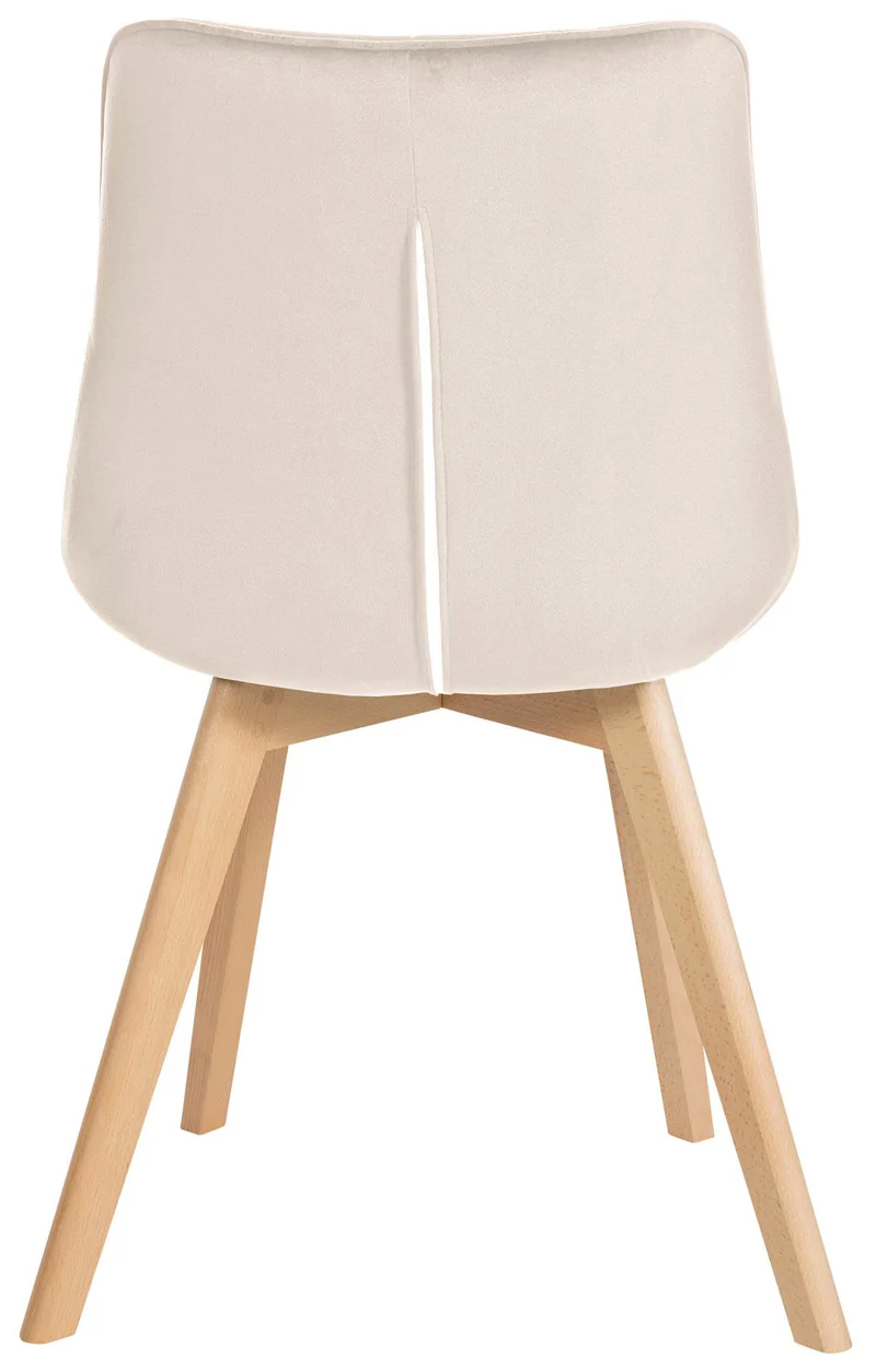 Lot de 2 chaises de salle à manger design scandinave coutures carrées en velours crème pieds en bois clair 10_0001684