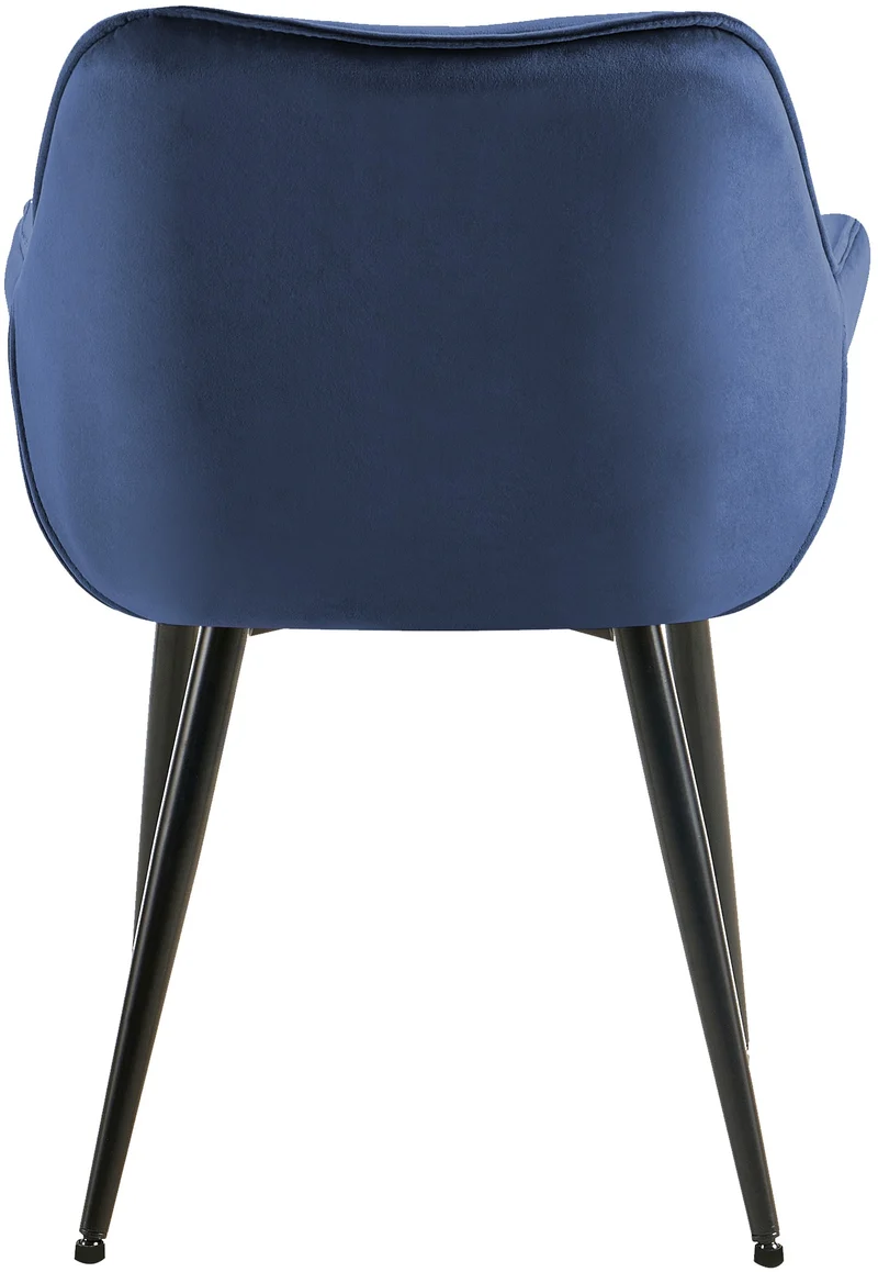 Lot de 2 chaises de salle à manger coutures décoratives en velours bleu et pieds en métal noir 0_0001664