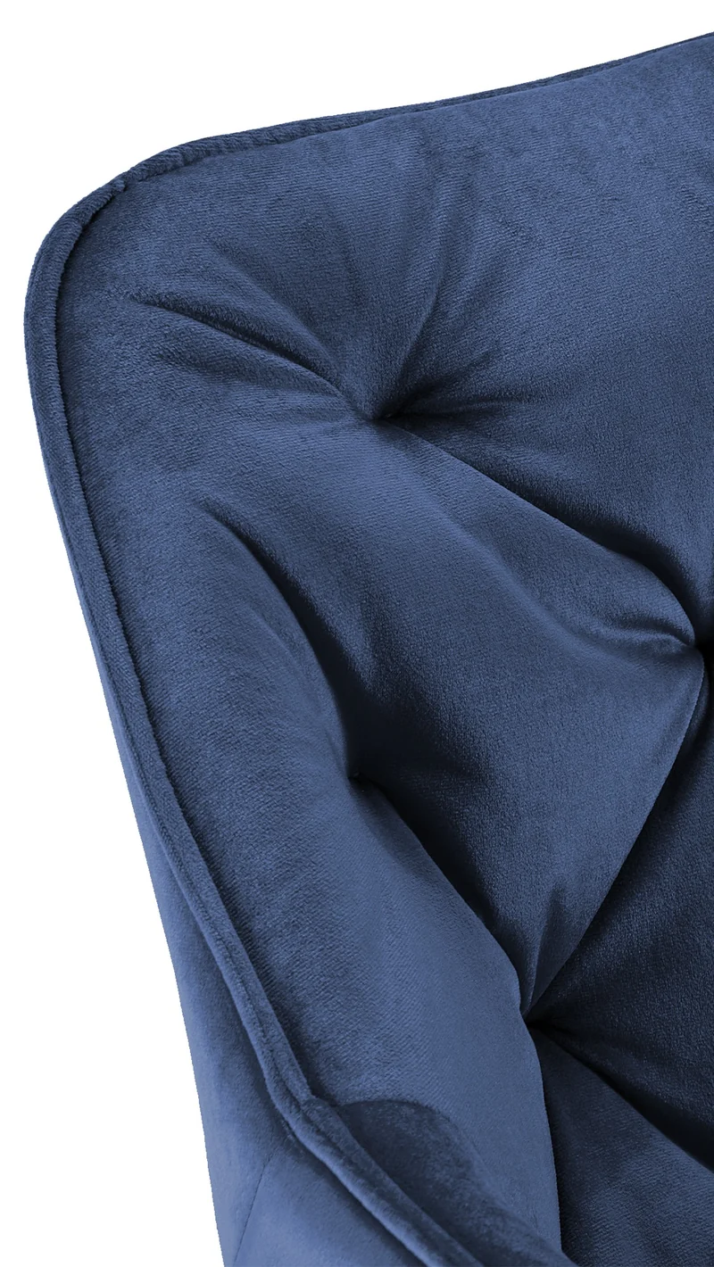Lot de 2 chaises de salle à manger coutures décoratives en velours bleu et pieds en métal noir 0_0001664
