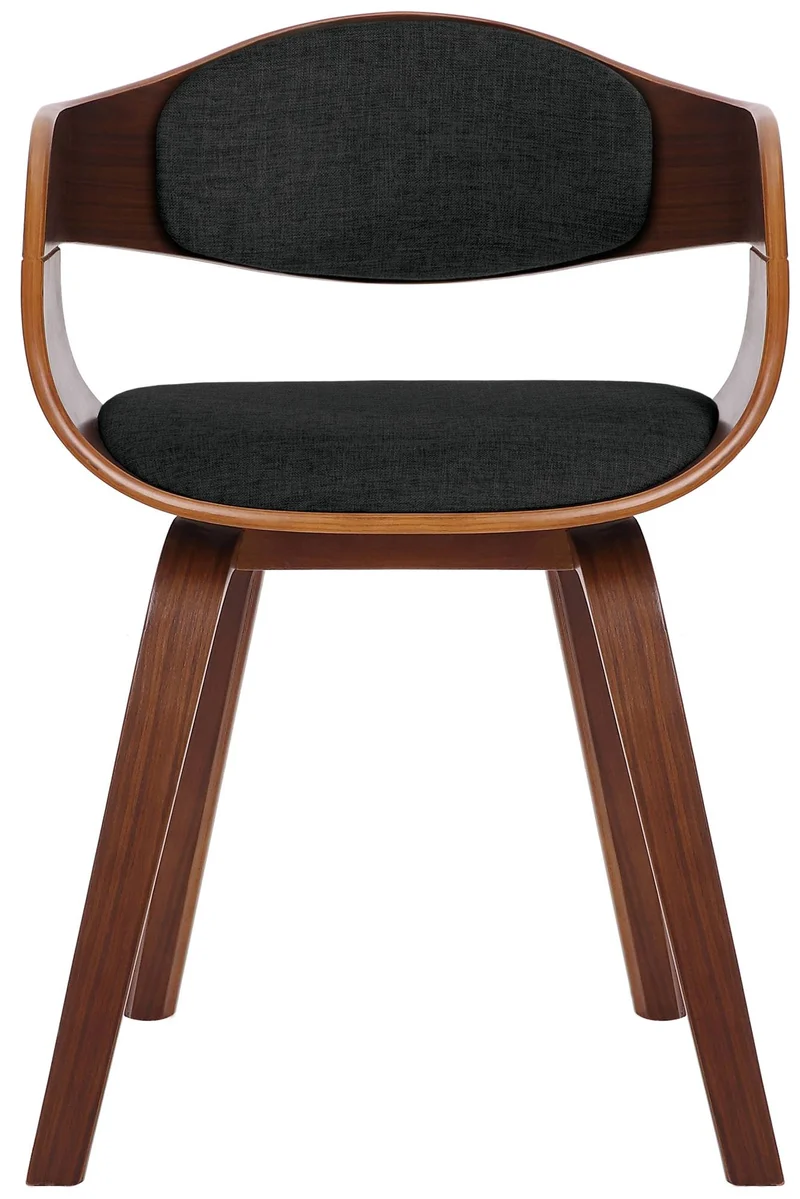 Lot de 2 chaises de salle à manger design retro structure en bois couleur noyer assise en tissu noir 10_0001729