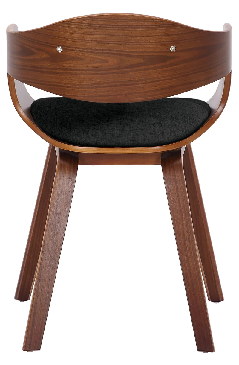 Lot de 2 chaises de salle à manger design retro structure en bois couleur noyer assise en tissu noir 10_0001729