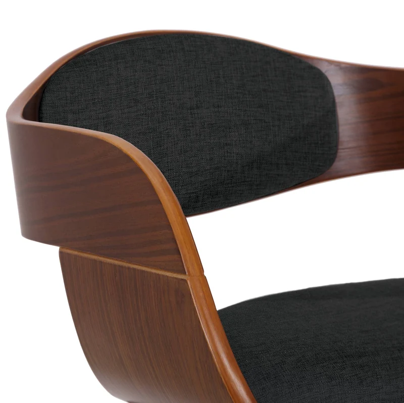 Lot de 2 chaises de salle à manger design retro structure en bois couleur noyer assise en tissu noir 10_0001729