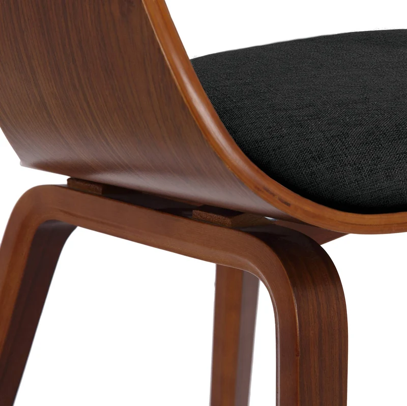 Lot de 2 chaises de salle à manger design retro structure en bois couleur noyer assise en tissu noir 10_0001729