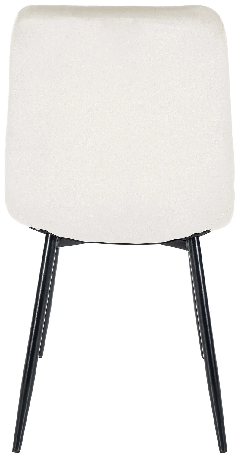 Lot de 2 chaises de salle à manger coutures décoratives carrées en velours blanc crème et pieds en métal noir 10_0001573