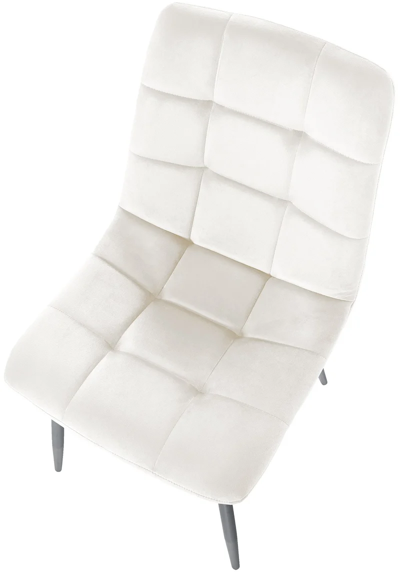 Lot de 2 chaises de salle à manger coutures décoratives carrées en velours blanc crème et pieds en métal noir 10_0001573