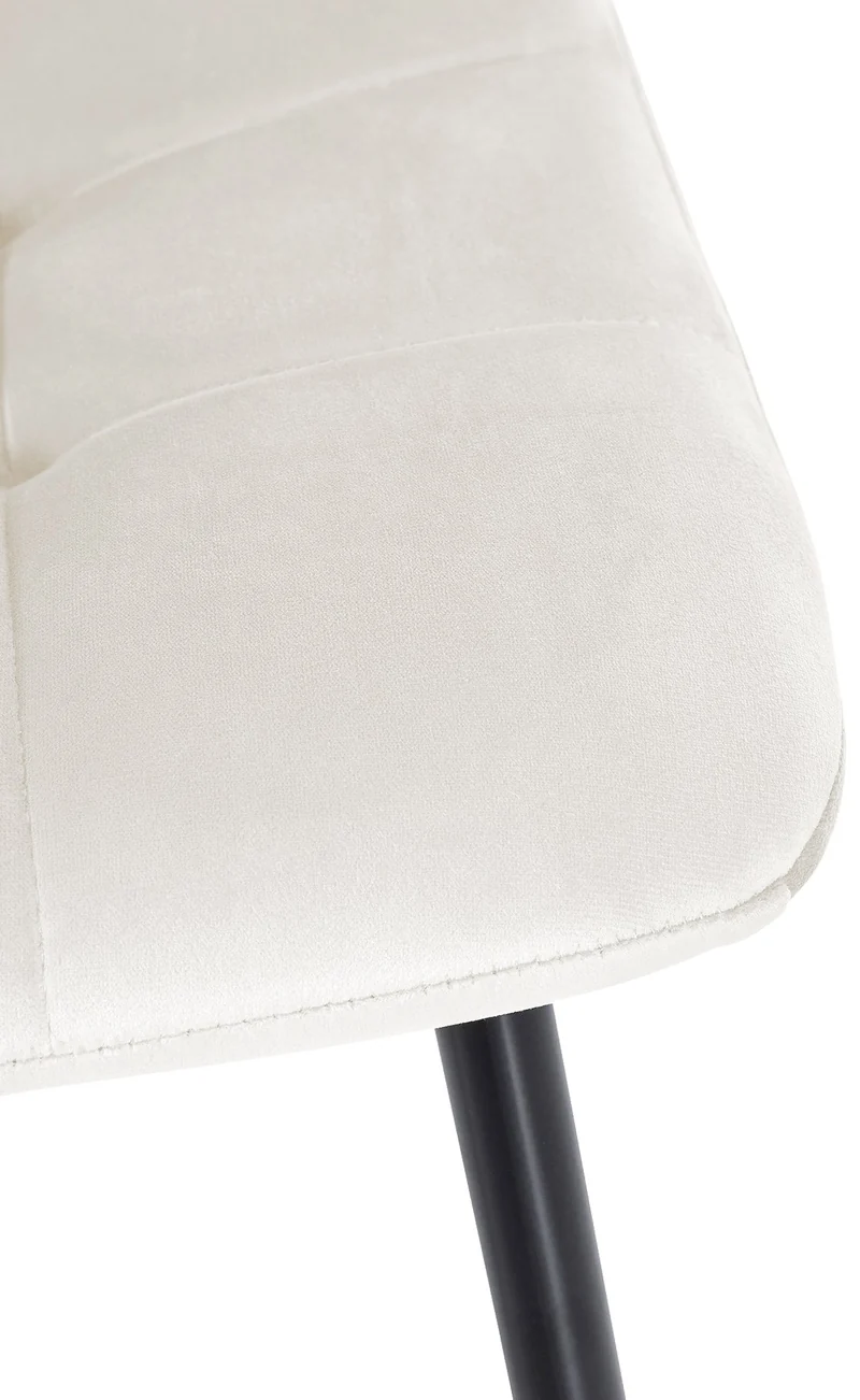 Lot de 2 chaises de salle à manger coutures décoratives carrées en velours blanc crème et pieds en métal noir 10_0001573