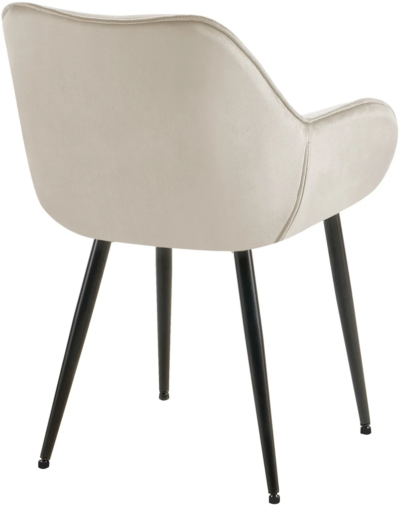 Lot de 2 chaises de salle à manger coutures décoratives en velours crème et pieds en métal noir 10_0001662