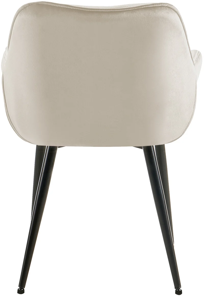 Lot de 2 chaises de salle à manger coutures décoratives en velours crème et pieds en métal noir 10_0001662