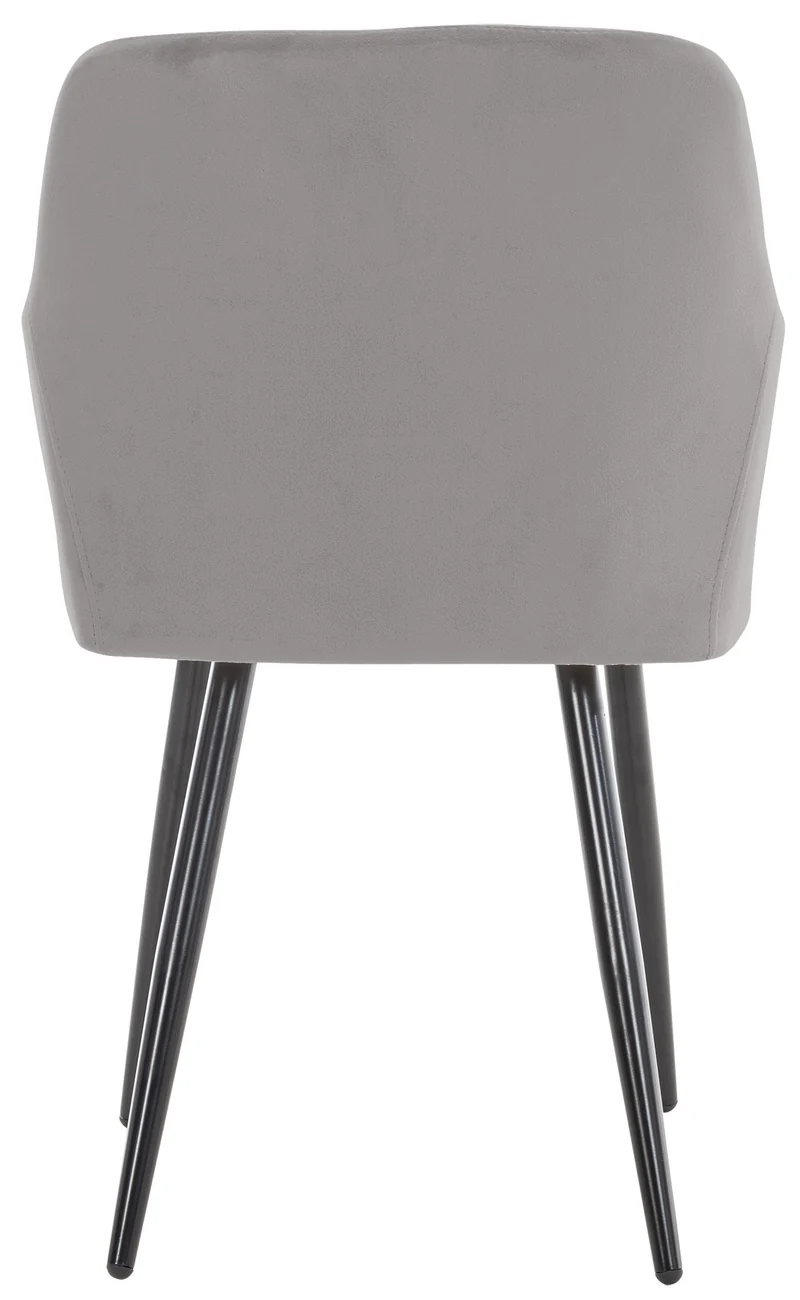 Lot de 2 chaises de salle à manger style retro chic tissu gris et pieds en métal noir 10_0001563