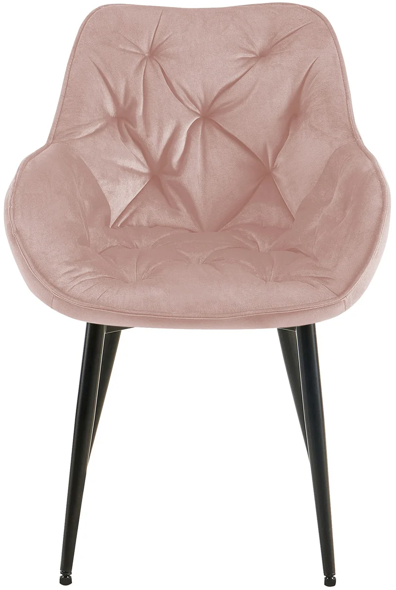 Lot de 2 chaises de salle à manger coutures décoratives en velours rose et pieds en métal noir 10_0001661