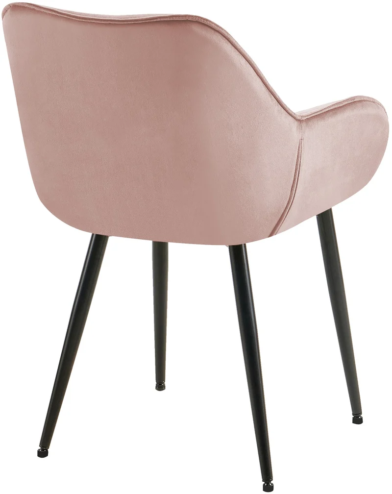 Lot de 2 chaises de salle à manger coutures décoratives en velours rose et pieds en métal noir 10_0001661