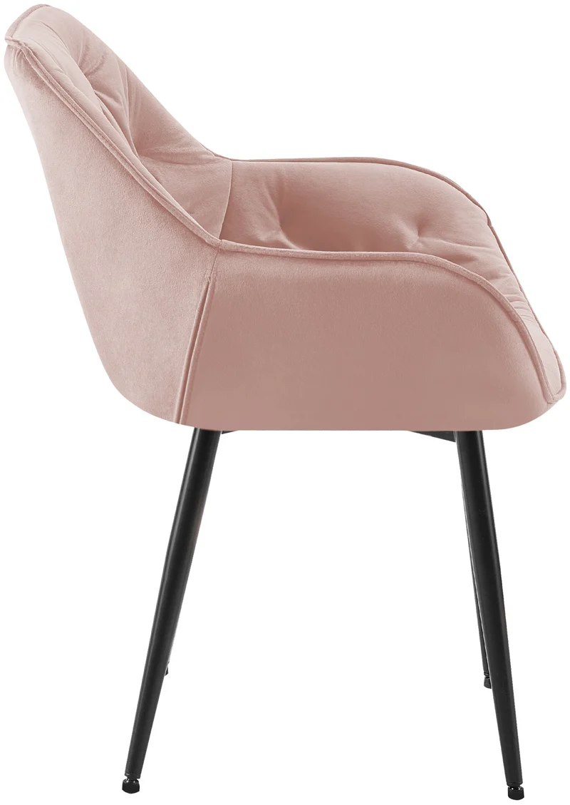 Lot de 2 chaises de salle à manger coutures décoratives en velours rose et pieds en métal noir 10_0001661