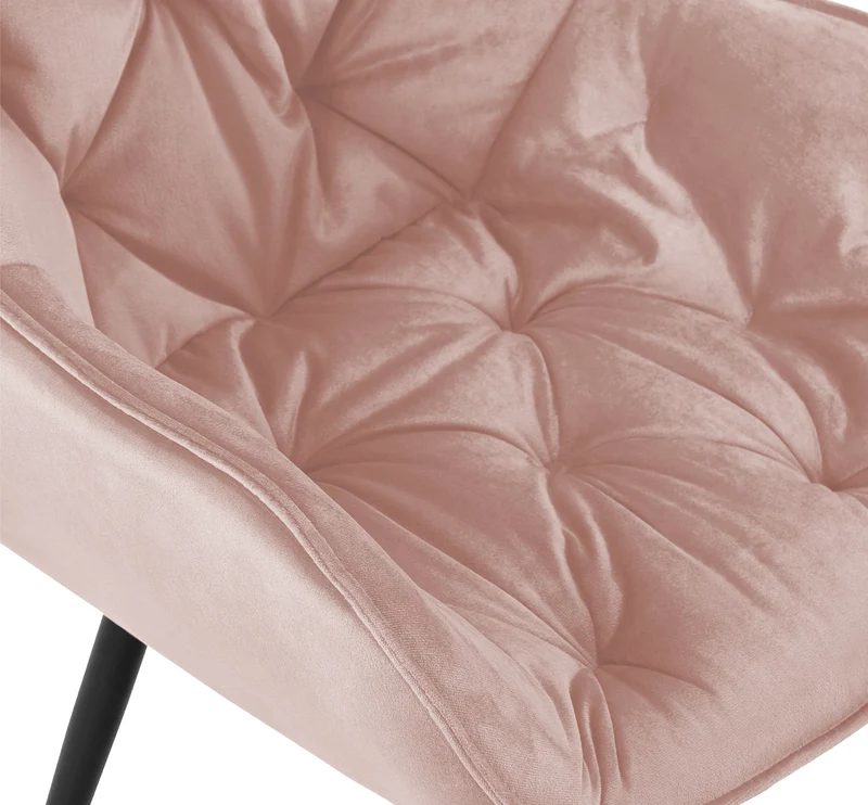 Lot de 2 chaises de salle à manger coutures décoratives en velours rose et pieds en métal noir 10_0001661