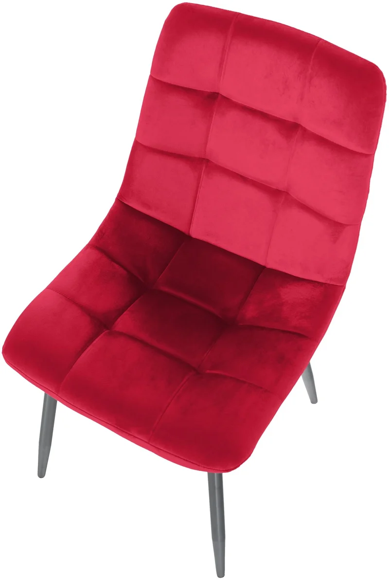 Lot de 2 chaises de salle à manger coutures décoratives en tissu velours rouge et pieds en métal noir 10_0001570