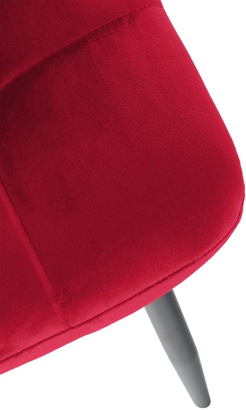 Lot de 2 chaises de salle à manger coutures décoratives en tissu velours rouge et pieds en métal noir 10_0001570