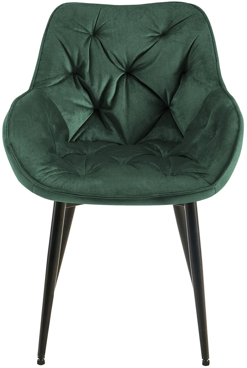 Lot de 2 chaises de salle à manger coutures décoratives en velours vert et pieds en métal noir 10_0001666