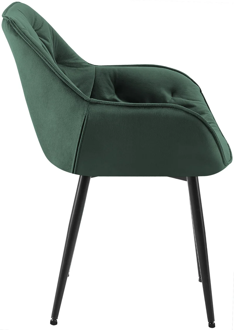 Lot de 2 chaises de salle à manger coutures décoratives en velours vert et pieds en métal noir 10_0001666