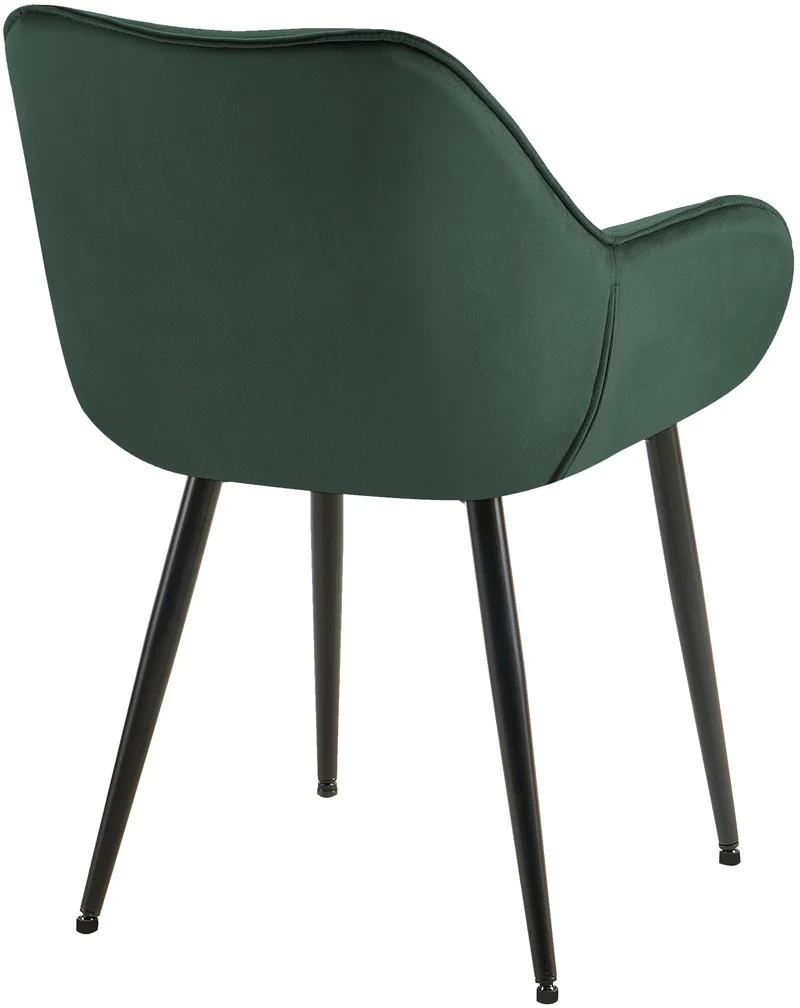 Lot de 2 chaises de salle à manger coutures décoratives en velours vert et pieds en métal noir 10_0001666