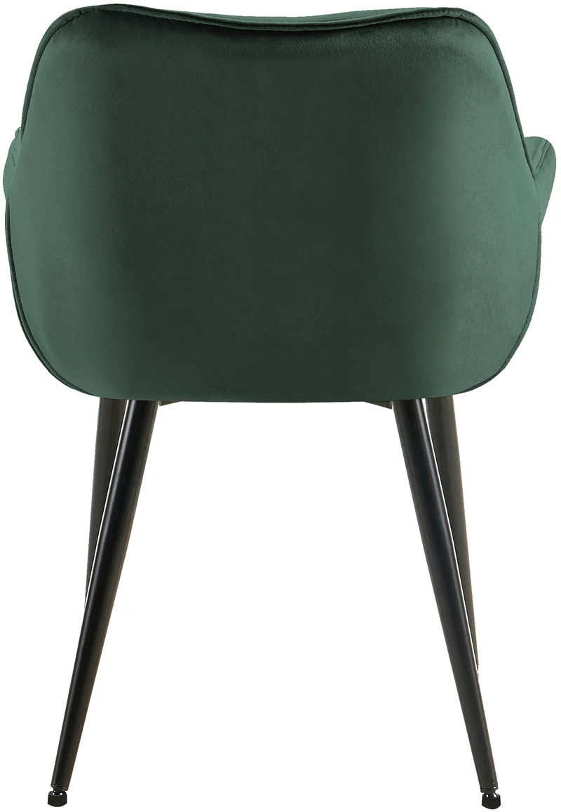 Lot de 2 chaises de salle à manger coutures décoratives en velours vert et pieds en métal noir 10_0001666