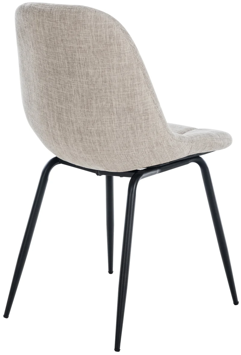 Set de 2 chaises de salle à manger cuisine coutures décoratives en tissu crème et pieds en métal noir 10_0001669