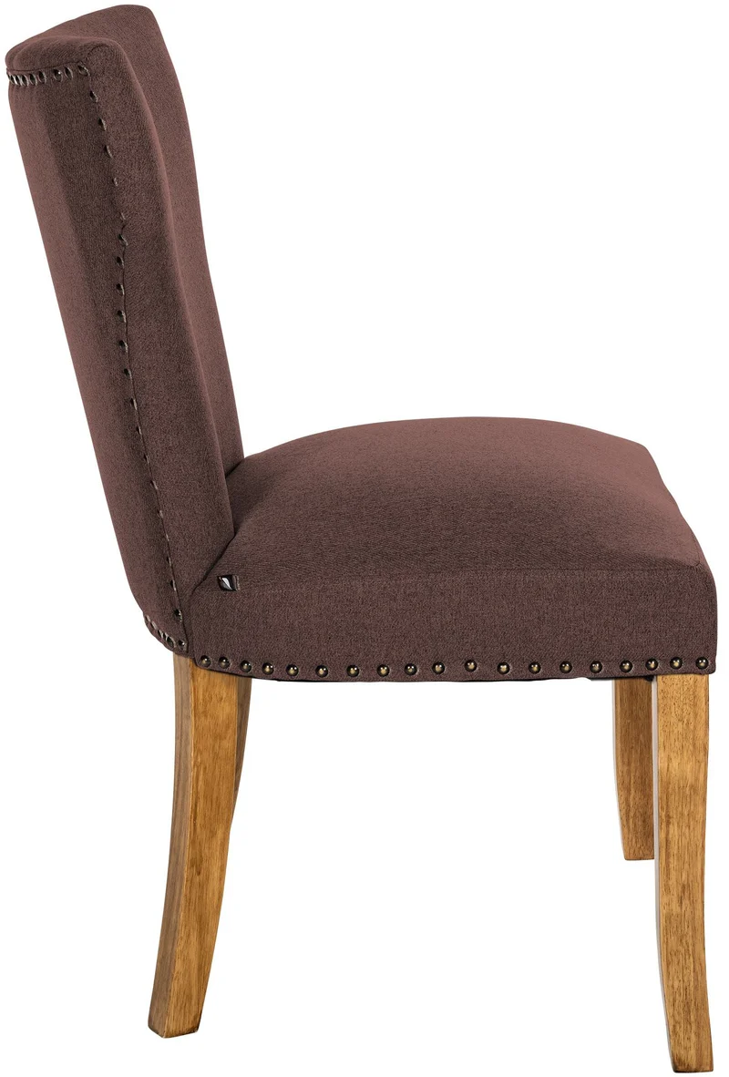 Set de 2 chaises de salle à manger boutons décoratifs en tissu couleur marron et pieds en bois 10_0001593