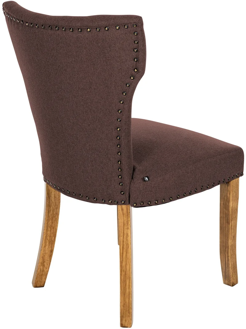 Set de 2 chaises de salle à manger boutons décoratifs en tissu couleur marron et pieds en bois 10_0001593