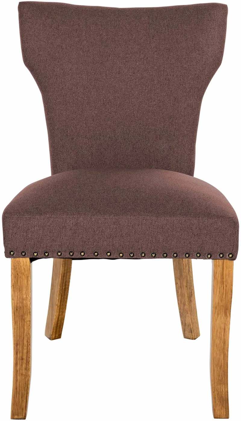 Set de 2 chaises de salle à manger boutons décoratifs en tissu couleur marron et pieds en bois 10_0001593