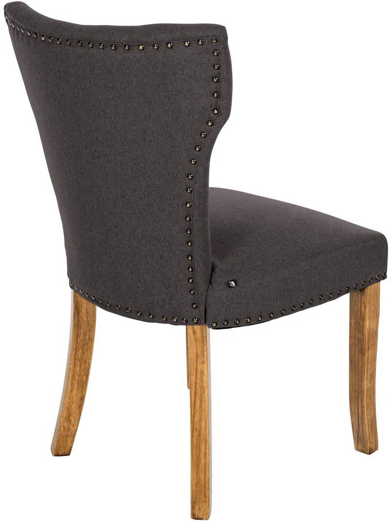 Set de 2 chaises de salle à manger boutons décoratifs en tissu couleur gris foncé et pieds en bois 10_0001591