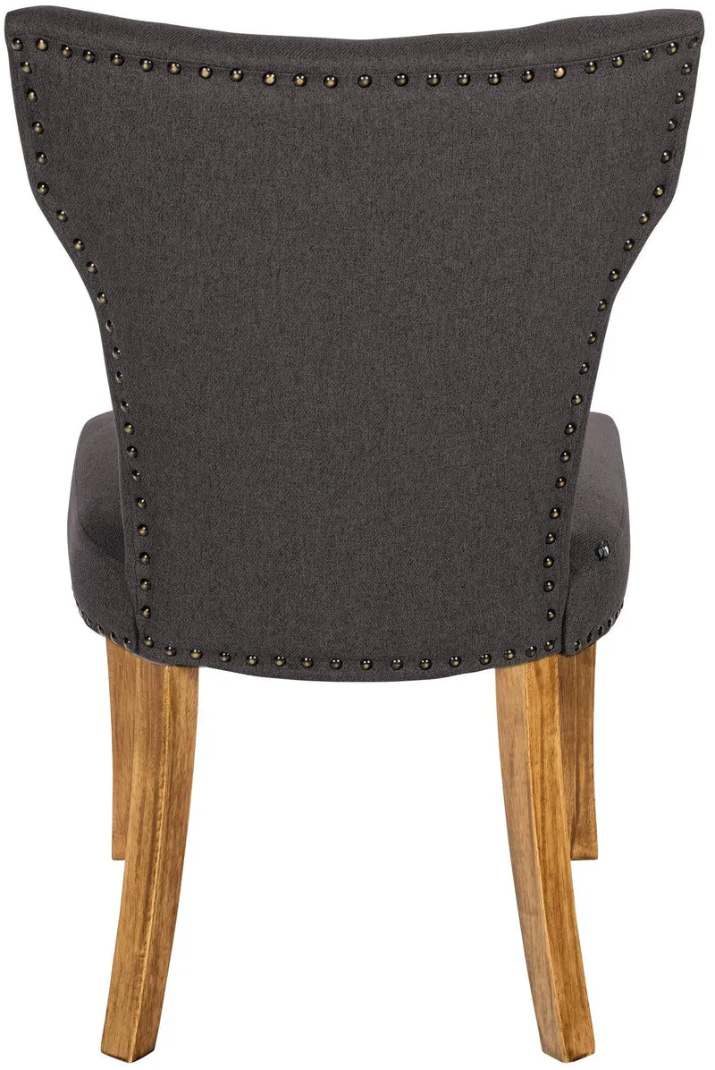 Set de 2 chaises de salle à manger boutons décoratifs en tissu couleur gris foncé et pieds en bois 10_0001591