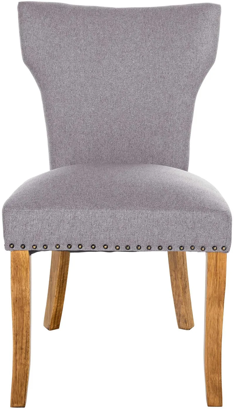 Set de 2 chaises de salle à manger boutons décoratifs en tissu couleur gris et pieds en bois 10_0001592