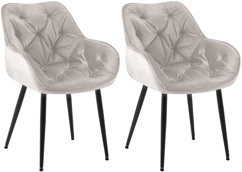 Lot de 2 chaises de salle à manger design et moderne assise en velours gris et pieds en métal noir 10_0001659