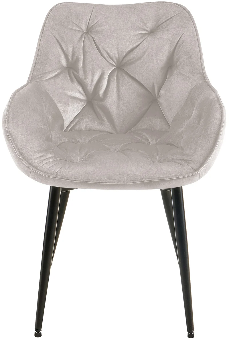 Lot de 2 chaises de salle à manger design et moderne assise en velours gris et pieds en métal noir 10_0001659