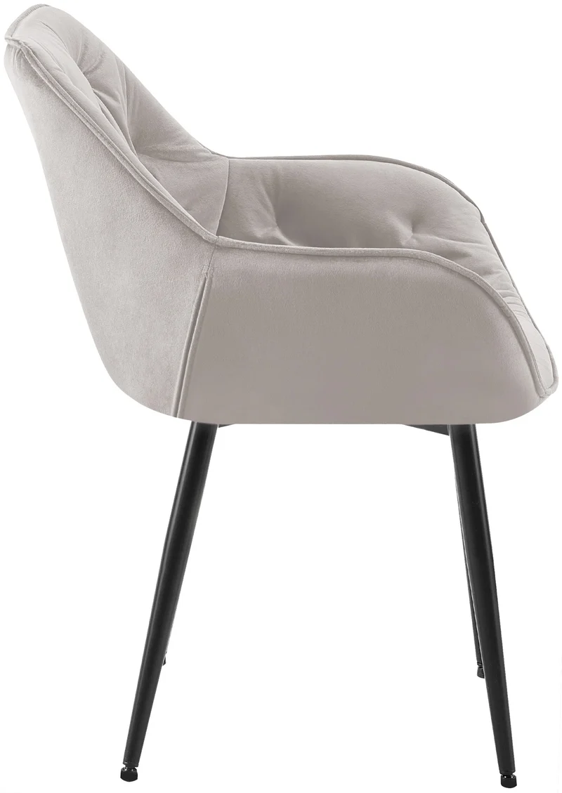 Lot de 2 chaises de salle à manger design et moderne assise en velours gris et pieds en métal noir 10_0001659