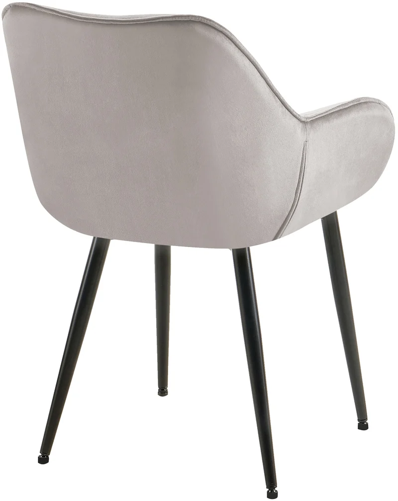 Lot de 2 chaises de salle à manger design et moderne assise en velours gris et pieds en métal noir 10_0001659