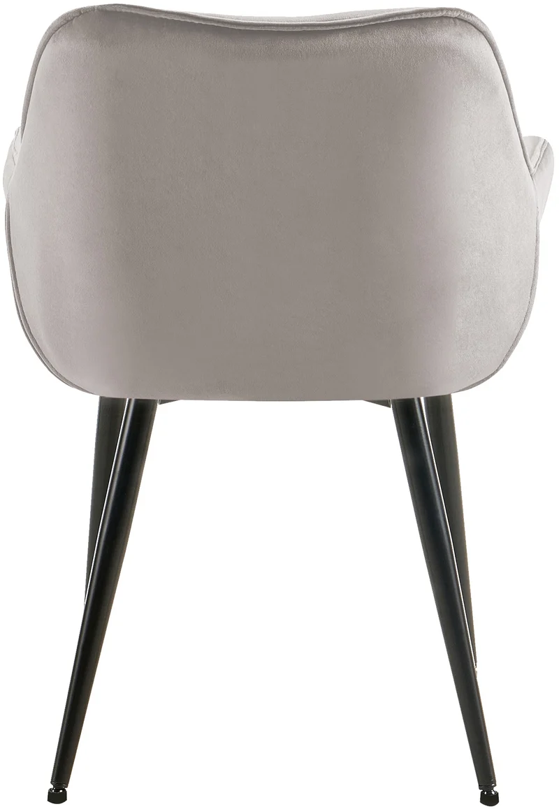 Lot de 2 chaises de salle à manger design et moderne assise en velours gris et pieds en métal noir 10_0001659