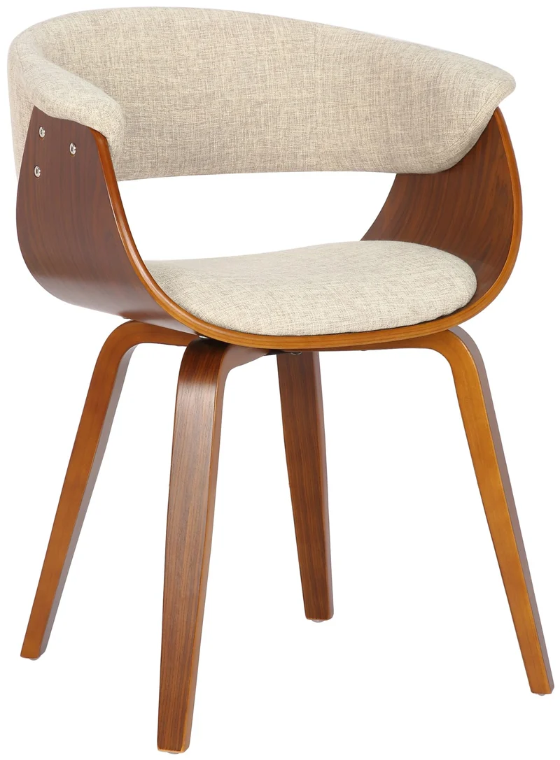 Lot de 2 chaises de la salle à manger design retro en structure en bois et assise en tissu crème 10_0001689