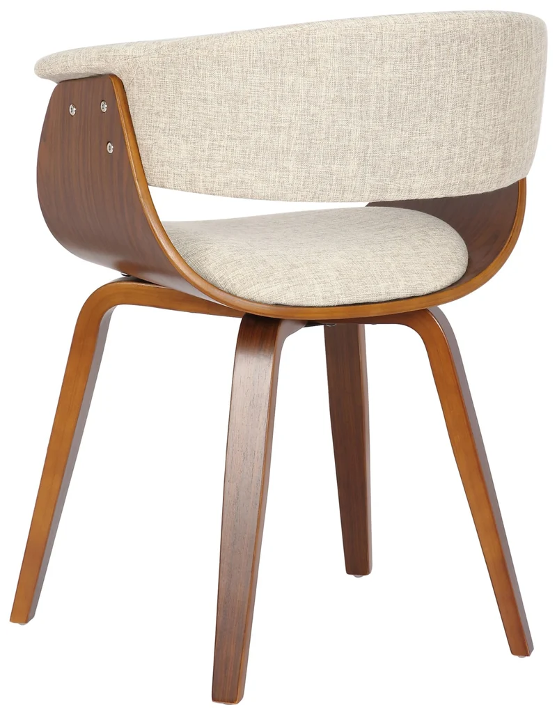 Lot de 2 chaises de la salle à manger design retro en structure en bois et assise en tissu crème 10_0001689