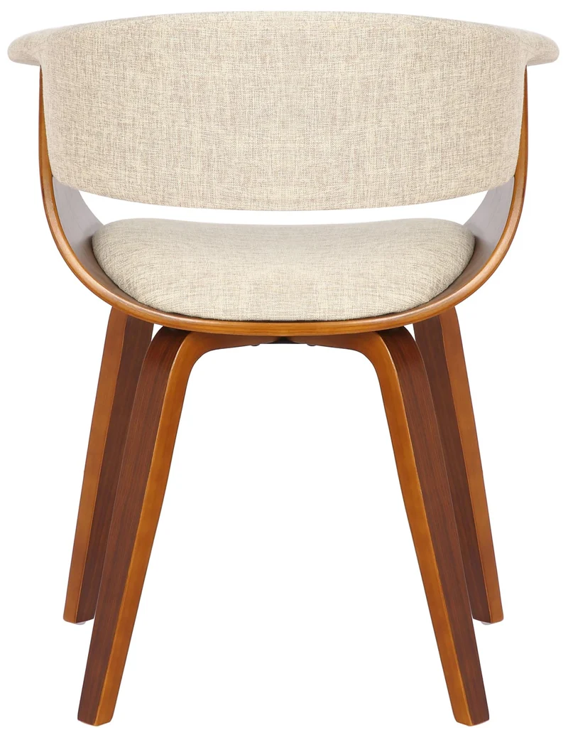 Lot de 2 chaises de la salle à manger design retro en structure en bois et assise en tissu crème 10_0001689